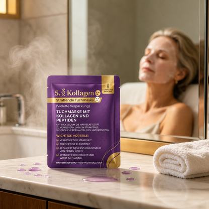 LUMINANCE SKINCARE 5X Kollagen- & Peptid-Tuchmaske | Feuchtigkeitsspendende und straffende Pflege für ein glatter wirkendes Hautbild
