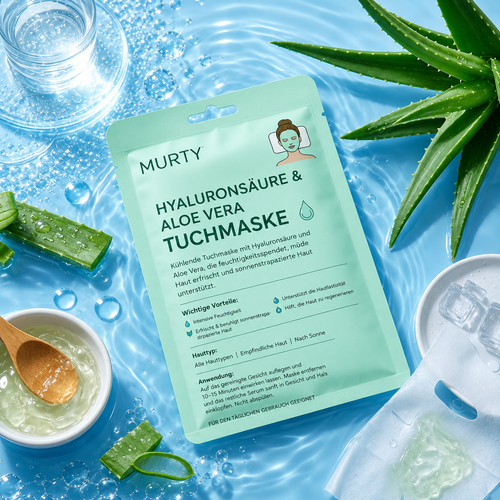 MURTY Aloe-Vera- & Hyaluronsäure-Tuchmaske | Feuchtigkeitspflege für ein frisches Hautgefühl