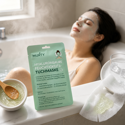 MURTY Aloe-Vera- & Hyaluronsäure-Tuchmaske | Feuchtigkeitspflege für ein frisches Hautgefühl